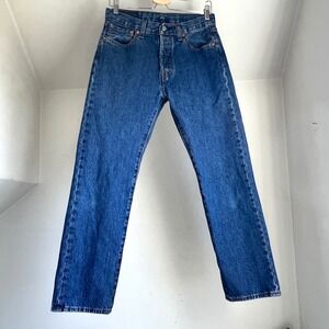 Levi's 501 Straight Leg Jeans W30 L30 Medium Wash Denim Button Fly Classic Blue